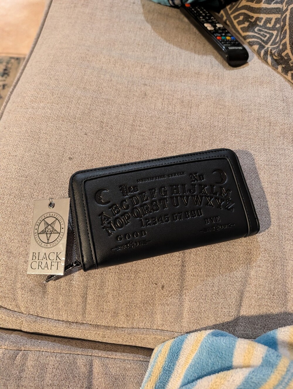 Black Embossed Ouija Board Zip Wallet